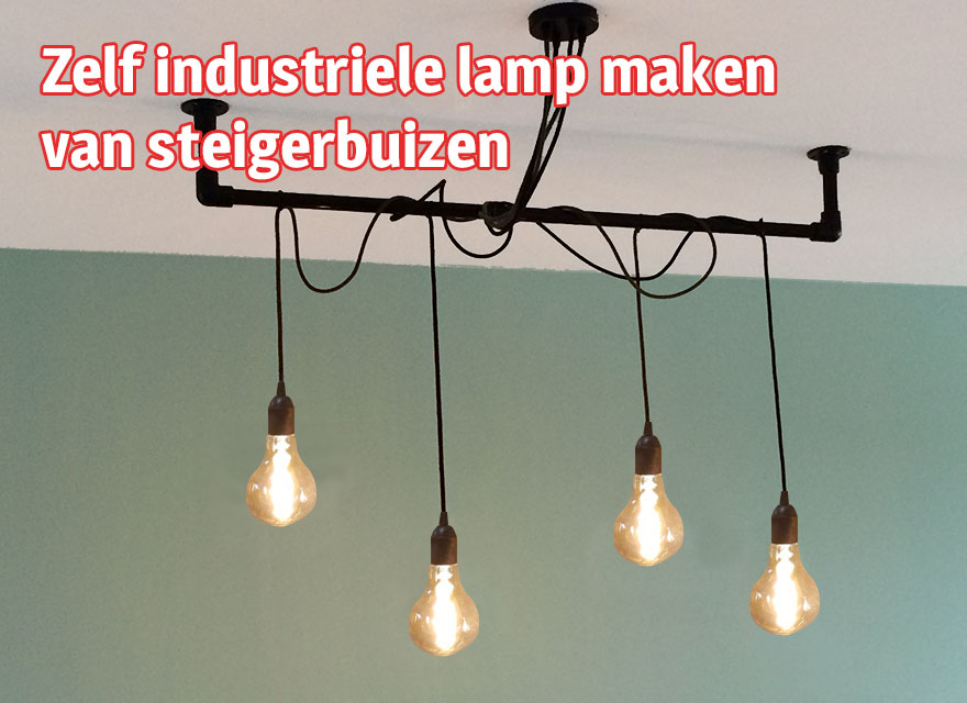 idee bevestigen stoom Zelf industriele lamp maken van steigerbuizen - DIY Lamp